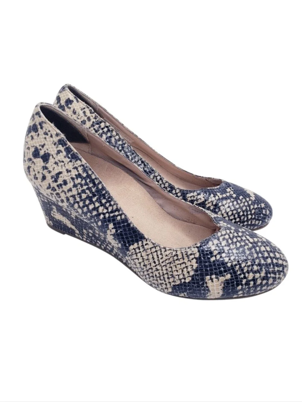 Vionic Antonia Snakeskin Wedge Heels Orthaheel Pumps Women's Size 8